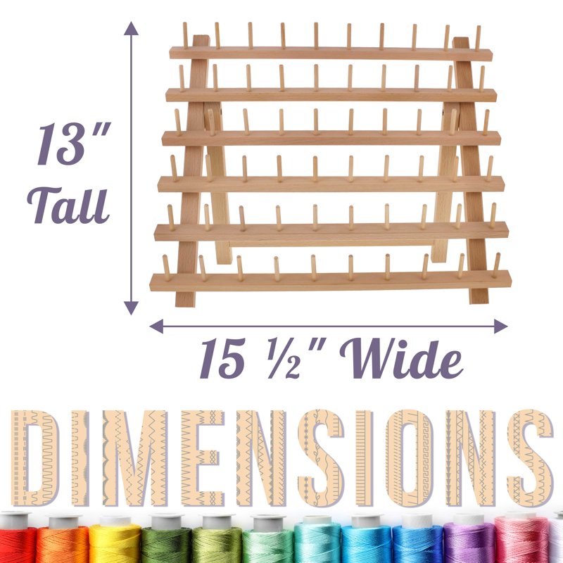 Beechwood Thread Rack for Sewing & Embroidery - 60 Spool Organizer