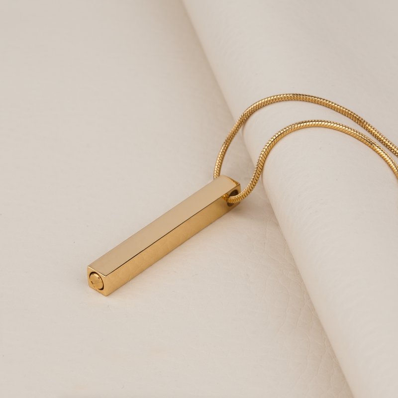 Cremation Necklace with Fill Kit - Memorial Bar Ashes Holder Pendant, No Engraving