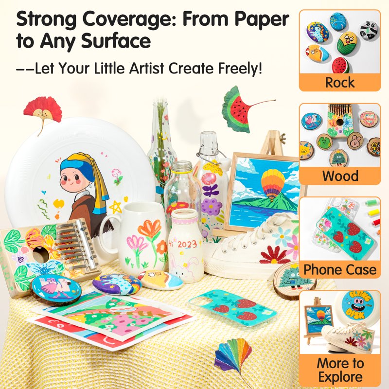 48 Colors Acrylic Paint Markers for Rock, Glass, Wood, Canvas & Crafts