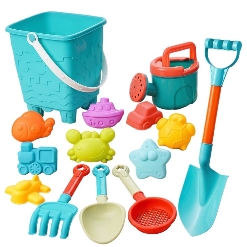 Kids Beach Toys Set - 14-Piece Sandcastle Building & Water Play Kit
