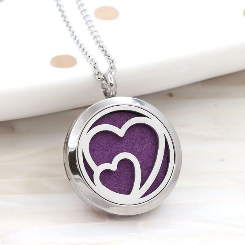 Personalized Aromatherapy Necklace with 12 Reusable Felt Pads - Stainless Steel Diffuser Jewelry Gift