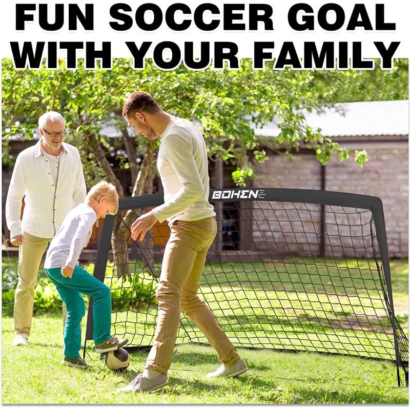 BOHEN 9x5ft Portable Soccer Goal with Carry Bag – Outdoor Backyard Practice, Black