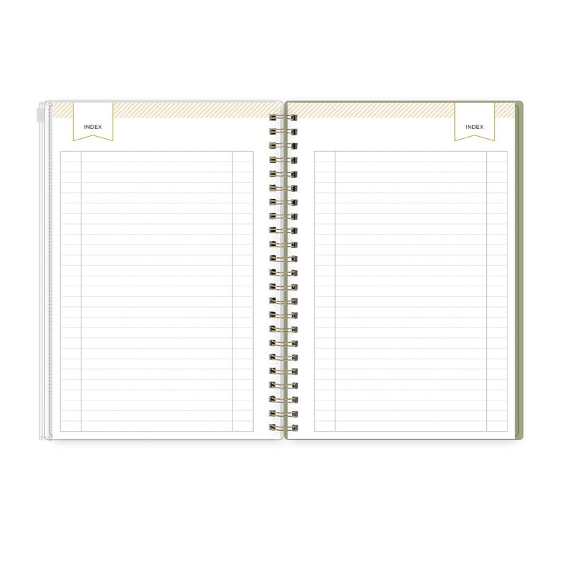 Blue Sky Day Designer Zip Pocket Cover Notebook - 5.75" x 8.5" Floral Journal, 160 Lined Pages, Gold Wire Binding