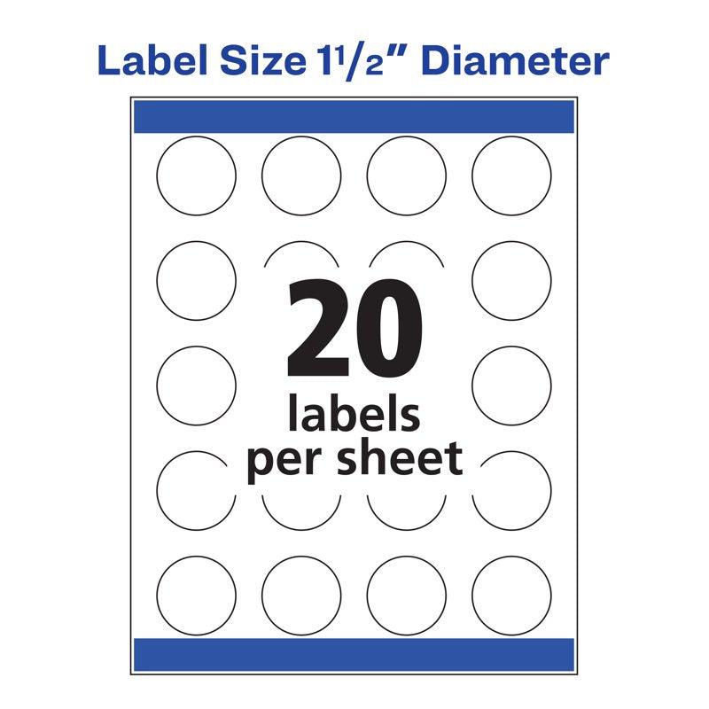 Printable White Circle Labels 1-1/2 Inch, Pack of 400 - Versatile Office & Craft Stickers