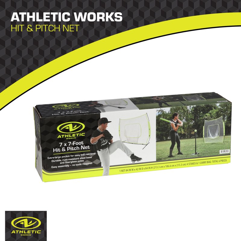 Baseball Softball Hit and Pitch Training Net with Strike Zone Target, 7x7 ft