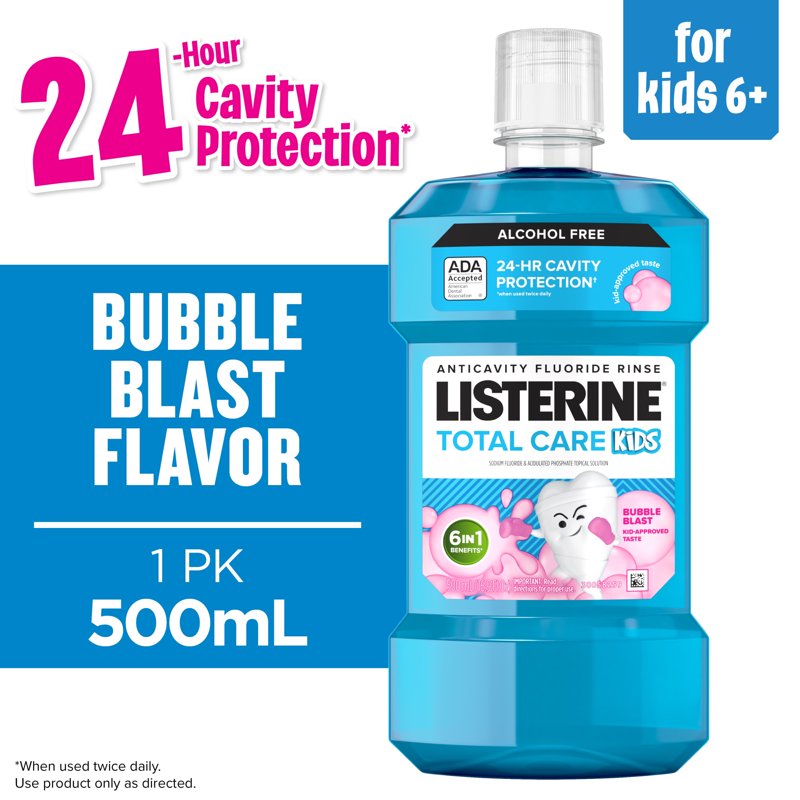 Kids Bubble Blast Fluoride Mouthwash - Alcohol-Free, Anticavity, 500mL