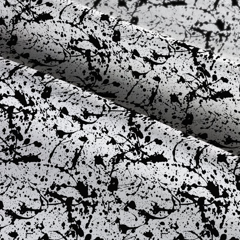 Cotton Fabric by the Yard - Abstract Paint Splatter Design, 44 Inch Wide, White & Black