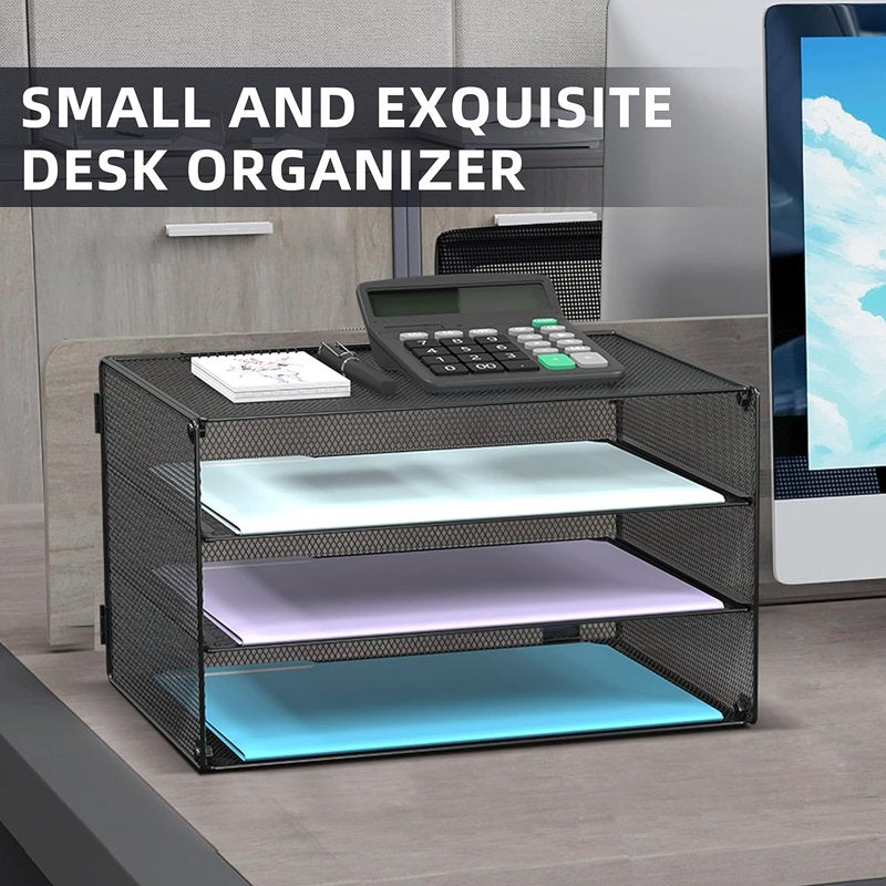 3-Tier Metal Desk File Organizer for Office & Home Storage