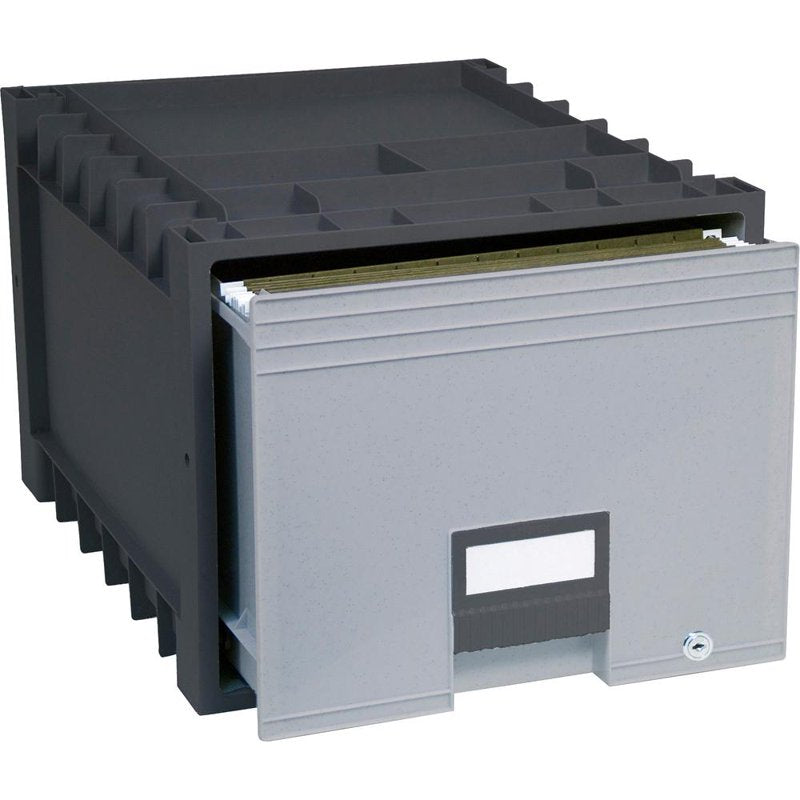 Heavy-Duty Water-Resistant Archive Drawer with Label Holder - Black/Gray