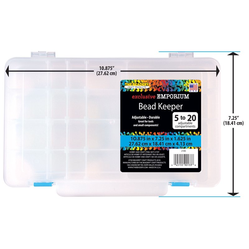 Craft Bead Organizer Box with Adjustable Compartments - Clear Plastic Storage Container