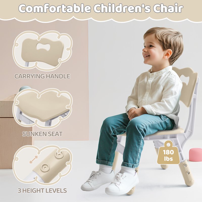 Kids Adjustable Height Activity Table and Chair Set - Marble Pattern, 3 Pieces