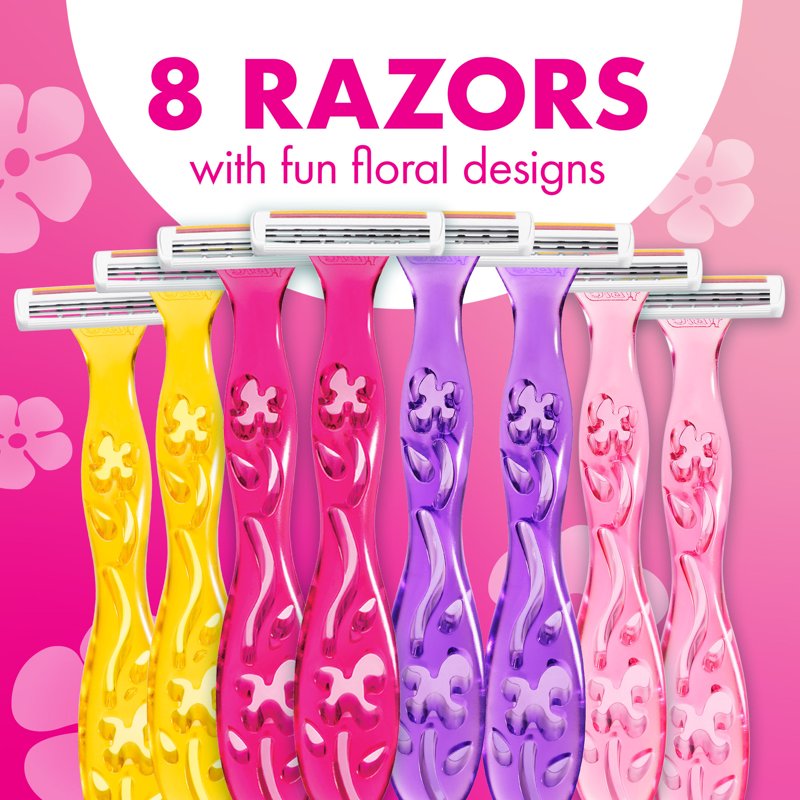Women's Disposable Razor Set - 3-Blade with Vitamin E, 8 Count