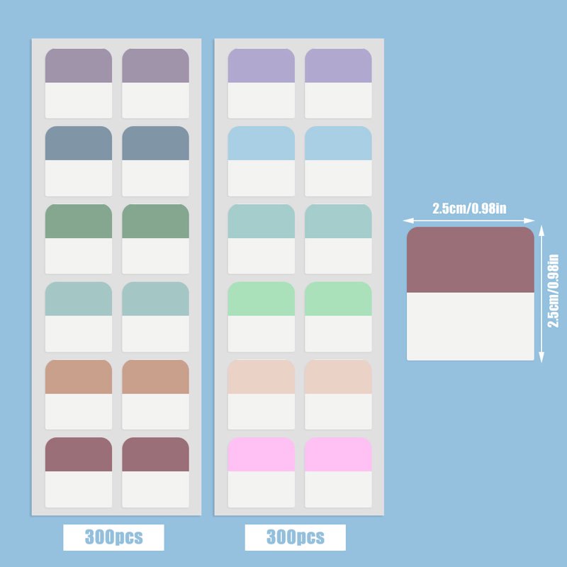 Multicolor Sticky Index Tabs 1 Inch - 600 Pack Writable Office Organizer