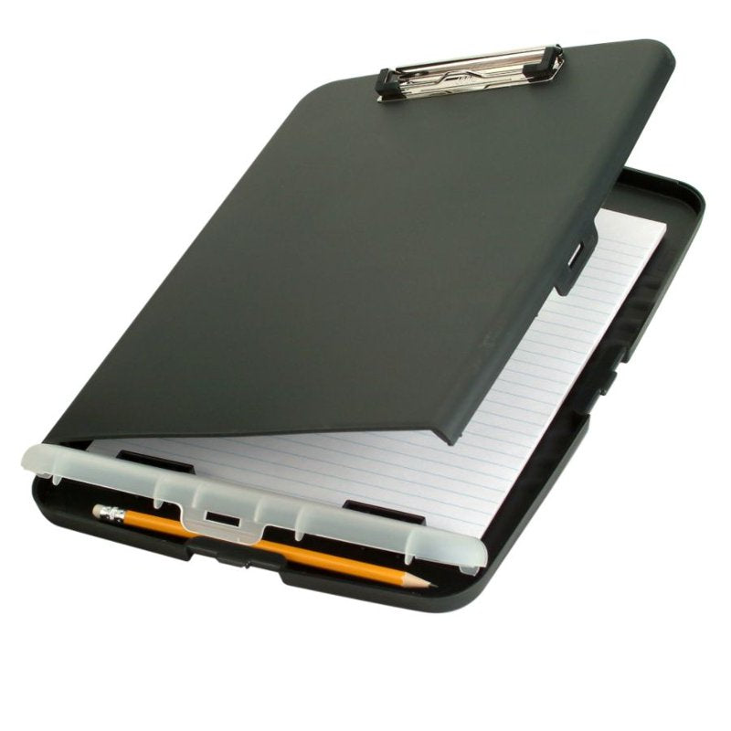 Portable Letter-Size Clipboard Storage Box with Compartments - Charcoal