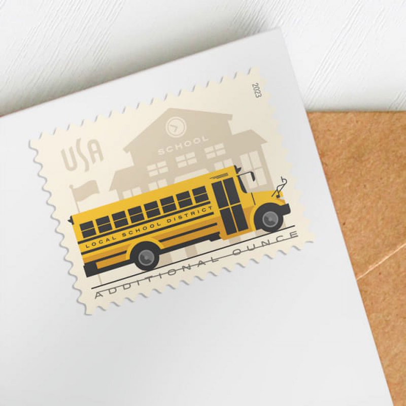 School Bus USPS Additional Ounce Postage Stamp - Set of 10