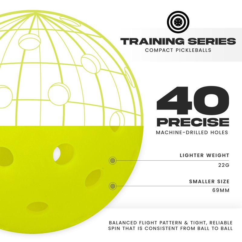 Compact 69mm Training Pickleballs - 3 Pack Optic (Franklin Sports)