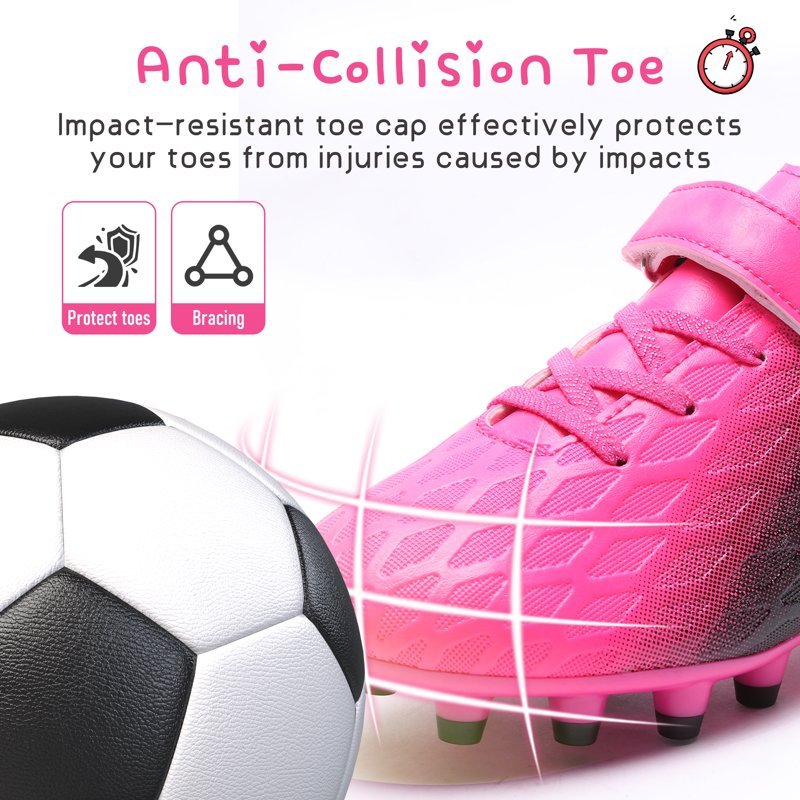 Kids Firm Ground Soccer Cleats - 11.5 Little Kid, Black & Fuchsia