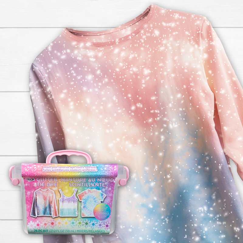 Glitter Tie-Dye Kit with 18 Colors & Accessories - 76 Pieces for Fabric Art