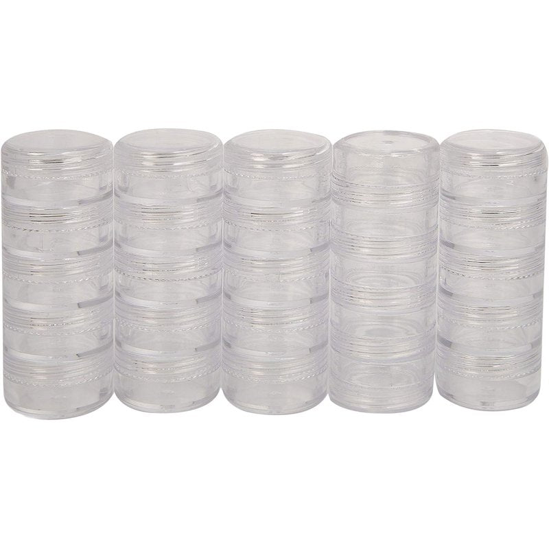 Stackable Bead Storage Case with 25 Removable Jars and Lids