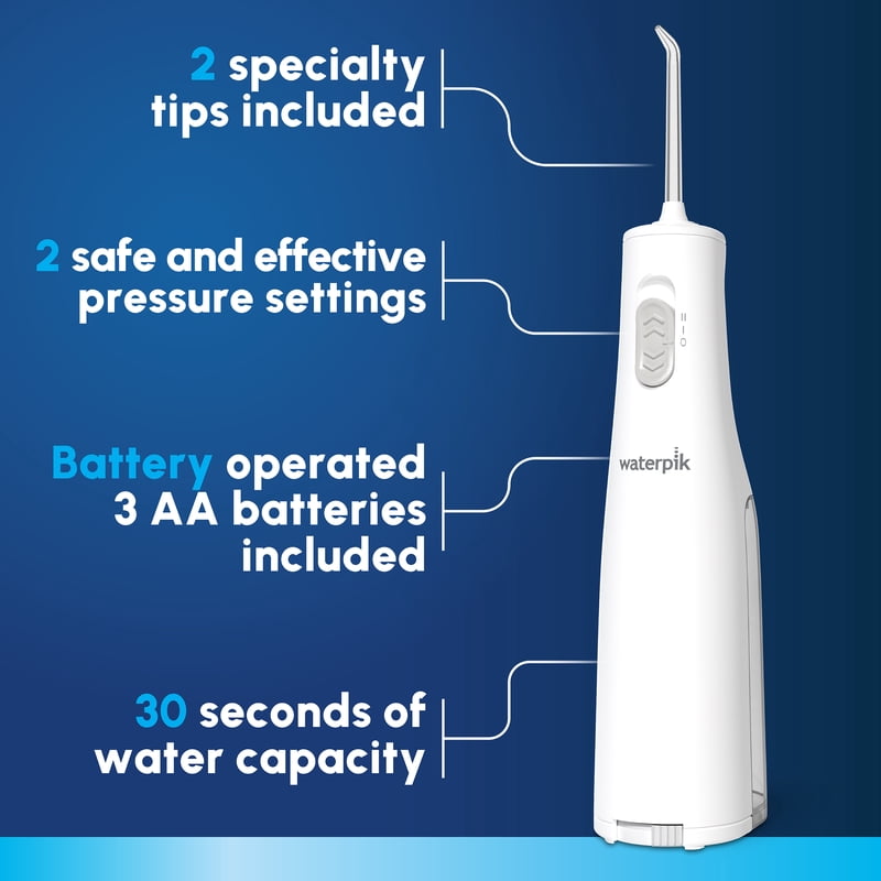 Waterpik Cordless Express Portable Water Flosser with 2 Settings & 2 Tips - ADA Accepted (White) - Variation: White, 1