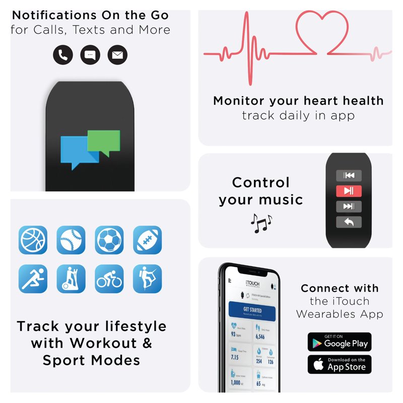 Unisex Smartwatch with Heart Rate & Fitness Tracking - Multiple Colors
