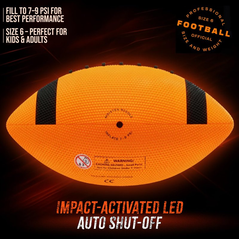 Glow in the Dark Football for Kids - Official Size Night Play
