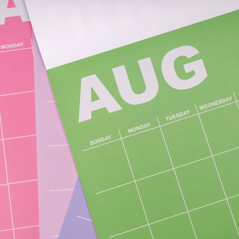 Large Rainbow Monthly Wall Calendar 15 x 19 Inches - Undated & Customizable