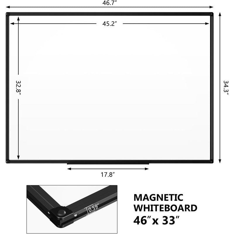 46x33 Inch Magnetic Dry Erase Whiteboard with Aluminum Frame for Home Office School