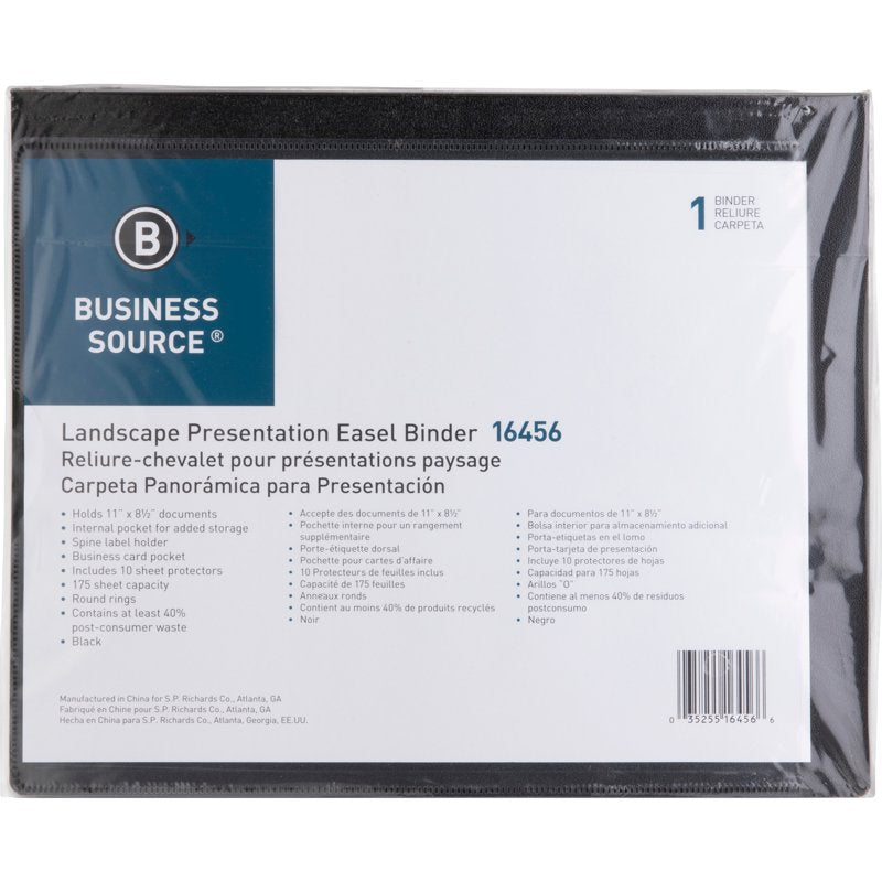 1-Inch Presentation Binder with Internal Pockets and Business Card Holder – Recycled Black Letter Size