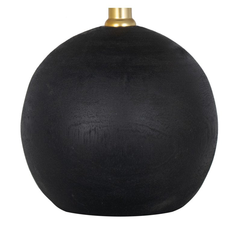 Mini Black Ball Table Lamp with White Fabric Shade - Indoor Desk or Bedside Light