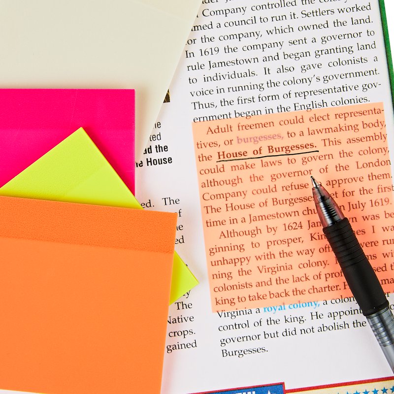 Semi-Transparent Sticky Notes 3x3 Inches Multicolor 6 Pads Office Supplies