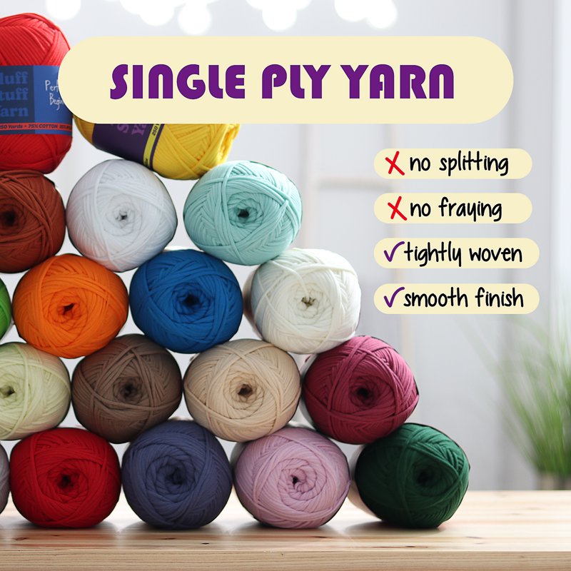Crochet & Knitting Yarn - Cotton Nylon Blend, Worsted Weight, 1200 Yards, Beginner Friendly