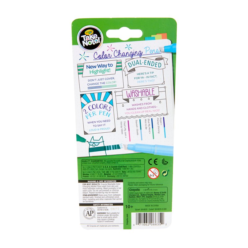 Color Changing Dual-End Pens - 4 Pack for Kids and Art Projects
