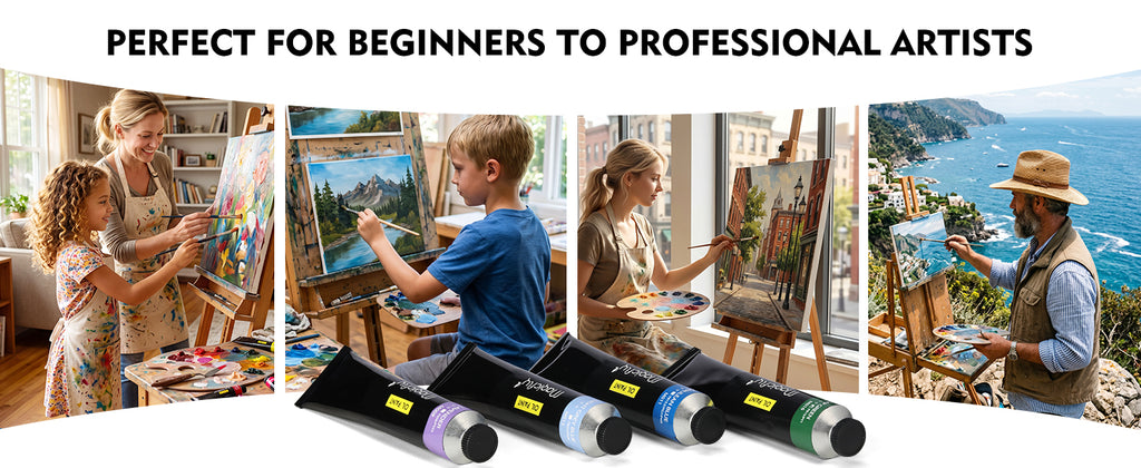 Professional Oil Paint Set - 20 Vibrant Colors in 50ml Tubes for Artists & Hobbyists