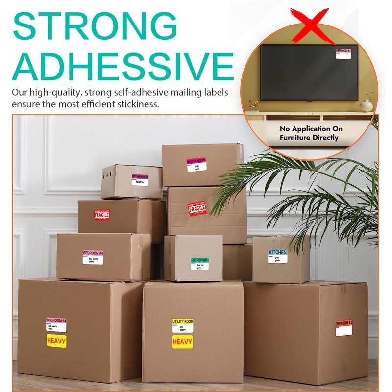 600 Pack Moving Box Labels with Writable Notes for 3-4 Bedroom House Packing