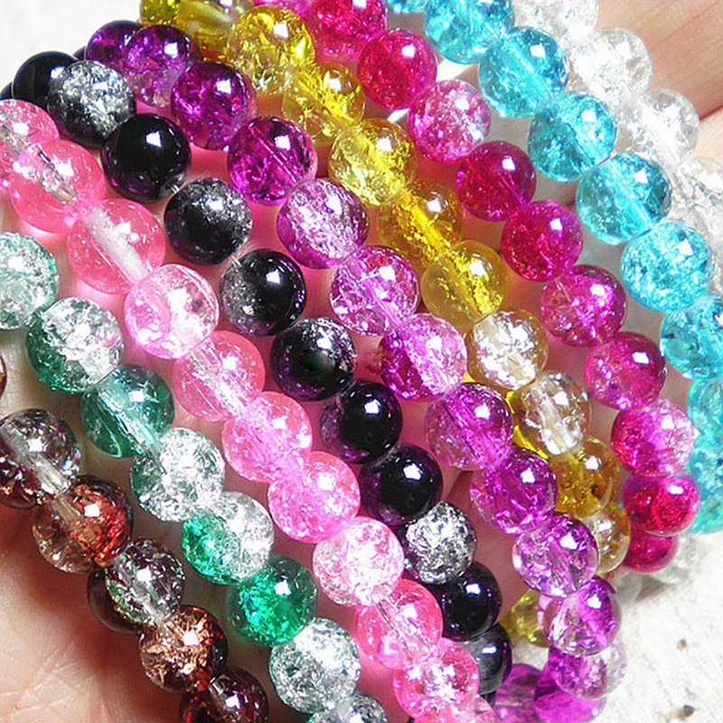 Multicolor Crack Crystal Glass Beads - 100 Pcs DIY Jewelry Craft Supplies