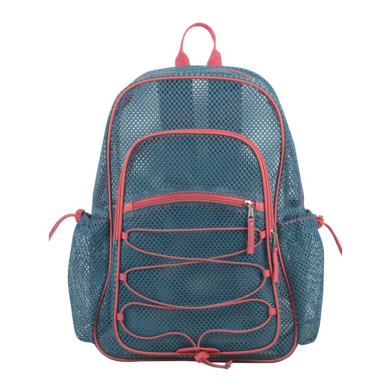 Large Mesh Backpack with Bungee Cord - Unisex Aqua Haze