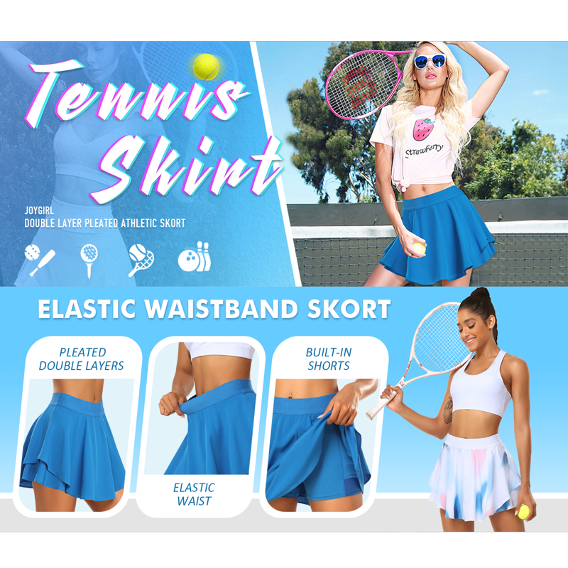 Women’s Pleated Tennis Skirt with Shorts and Pockets High Waist Athletic Skort