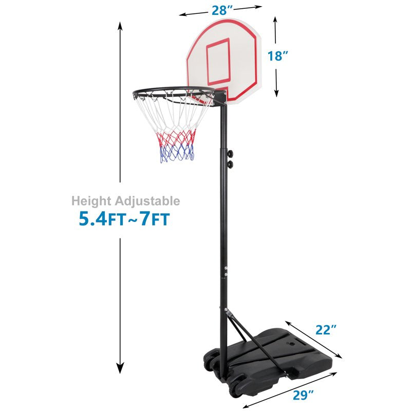 Portable Height Adjustable Basketball Hoop System with Wheels - 4 to 7 Feet