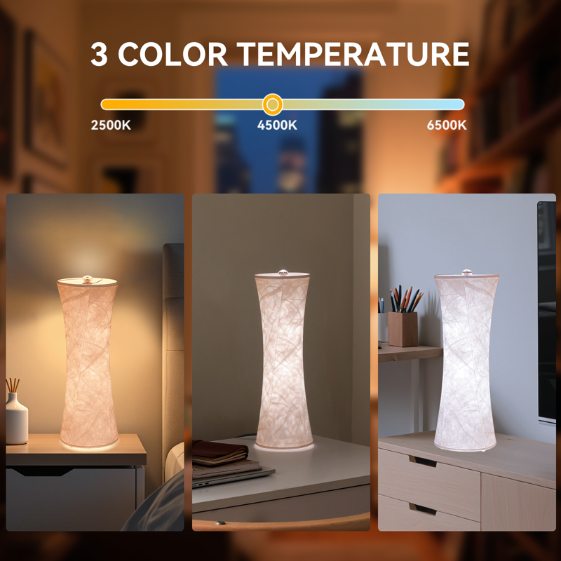 Dimmable Table Lamp Set of 2 with 10 Brightness Levels & 3 Color Temperatures, Small Reading Night Light with Fabric Shade