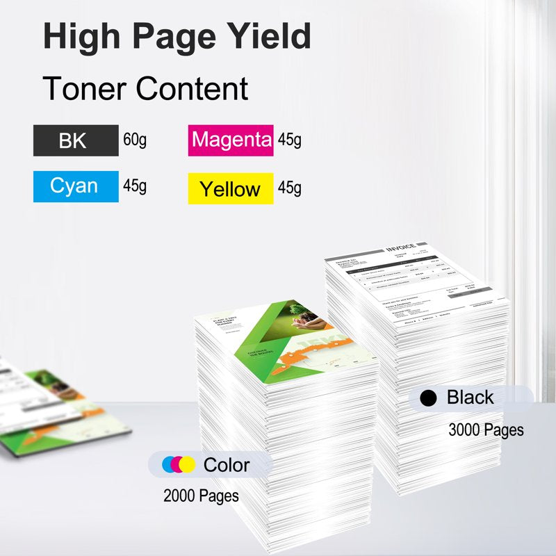 High Capacity 4-Pack Toner Cartridges for Xerox C310 C315 Printer - Black Cyan Magenta Yellow