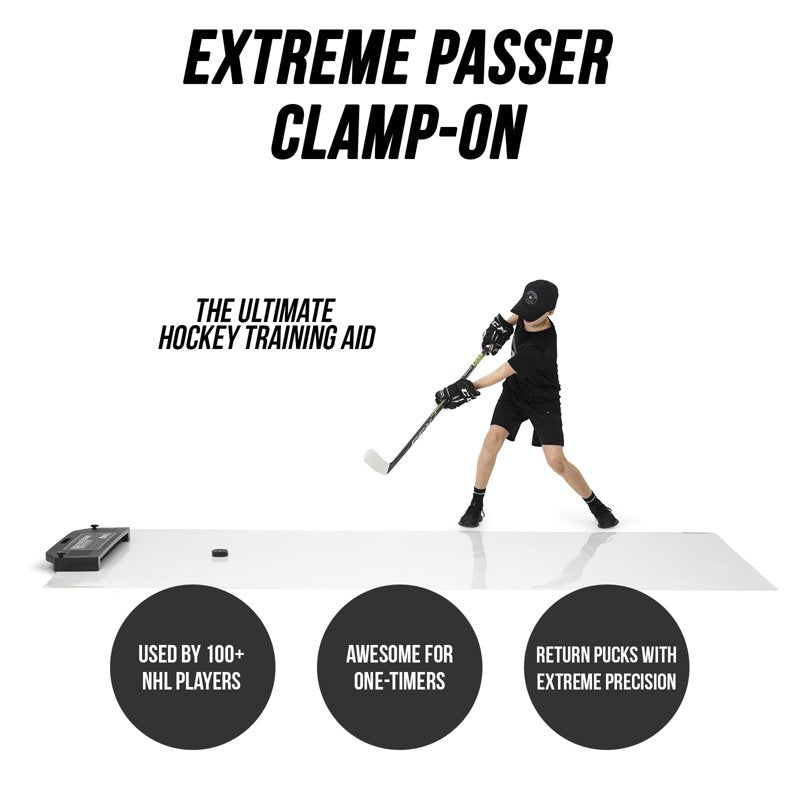 Hockey Passing Trainer Kit with Shooting Pad and Puck Rebounder - XL 4.5x10 ft