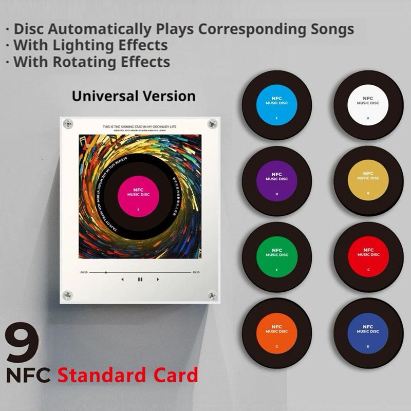 Programmable NFC Music Refrigerator Magnet with Vinyl Discs & LED Light - Home Decor Gift