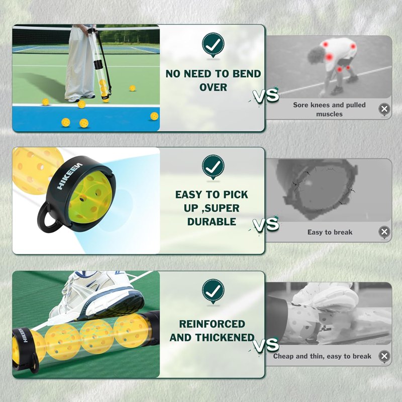 Durable Pickleball Ball Retriever with 10 Balls – Quick Pickup Tube & Shoulder Strap