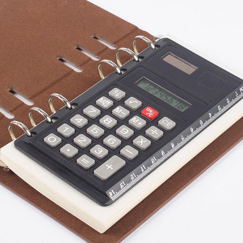 6-Hole Calculator with Ruler - Office Desk Calculator and Measurement Tool