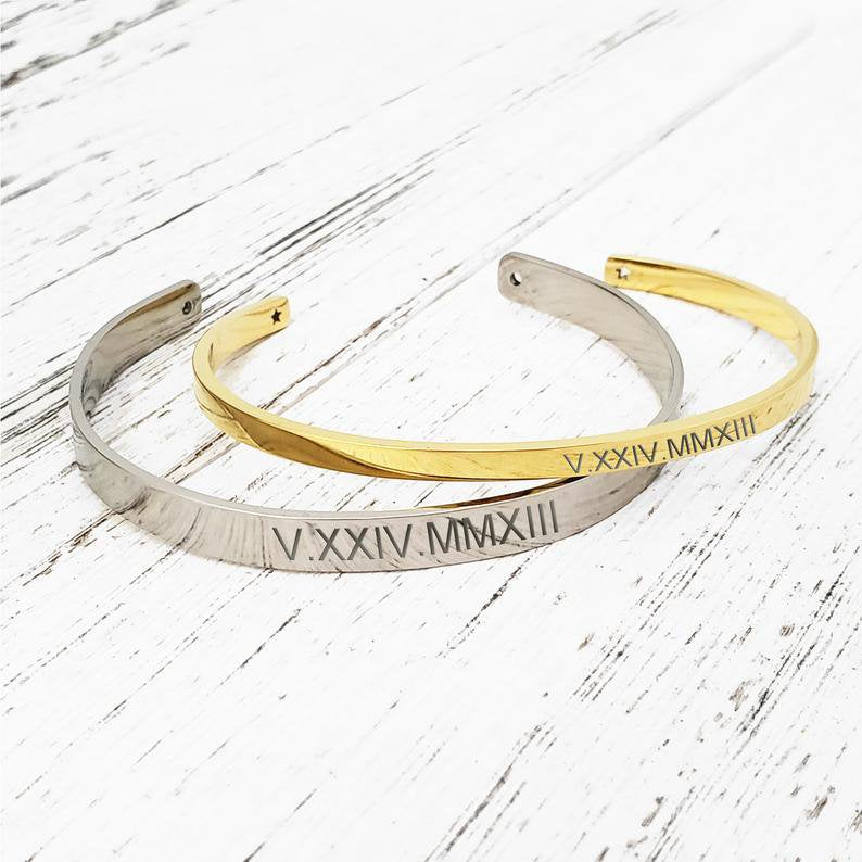 Personalized Couple's Engravable Bracelets Set - His and Hers Anniversary Gift