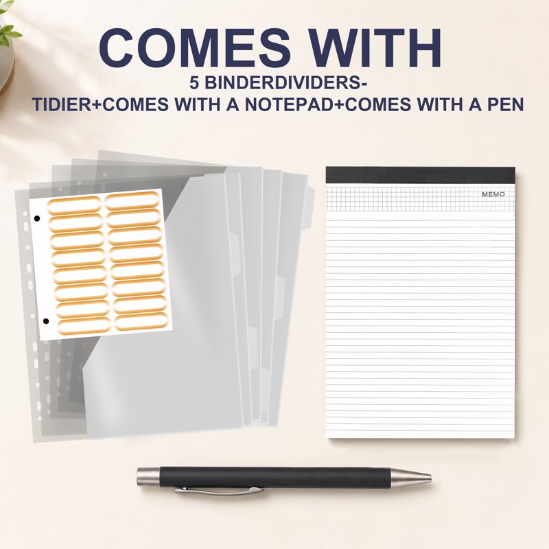 Professional Leather Portfolio Organizer with Notepad Pen 3-Ring Zipper Document Binder