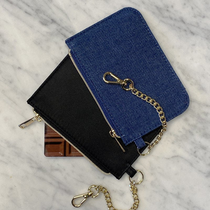 Small Wallet with Chain - Compact Zipper Card & Cash Organizer