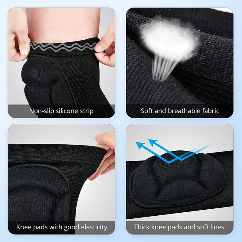 2 Pack Volleyball Knee Pads for Men Women - Thick Sponge Anti-Slip Sports Knee Sleeves, Protective Gear for Volleyball, Football, Yoga, Dance, Gardening