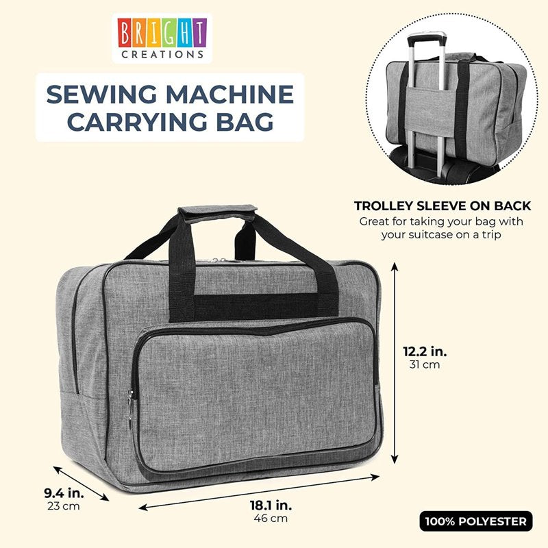 Sewing Machine Travel Case - Hard Side Organizer with Padded Handle & Shoulder Strap